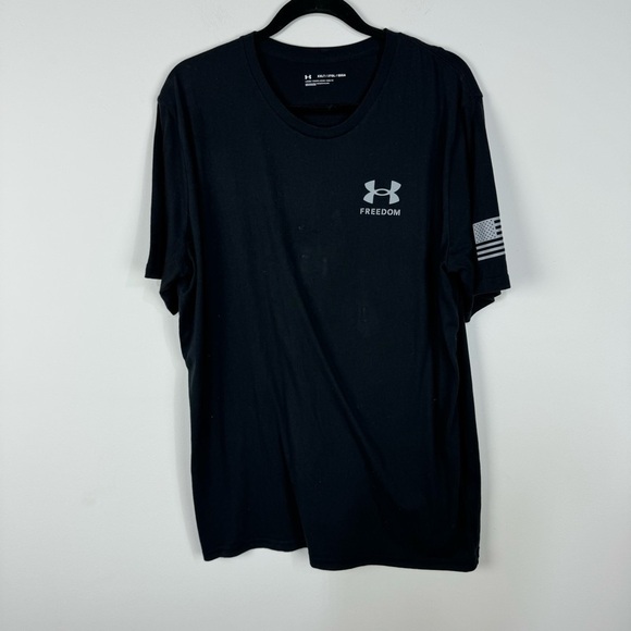Under Armour Mens Flag Black Freedom Short Sleeve T-Shirt Top - Picture 1 of 4
